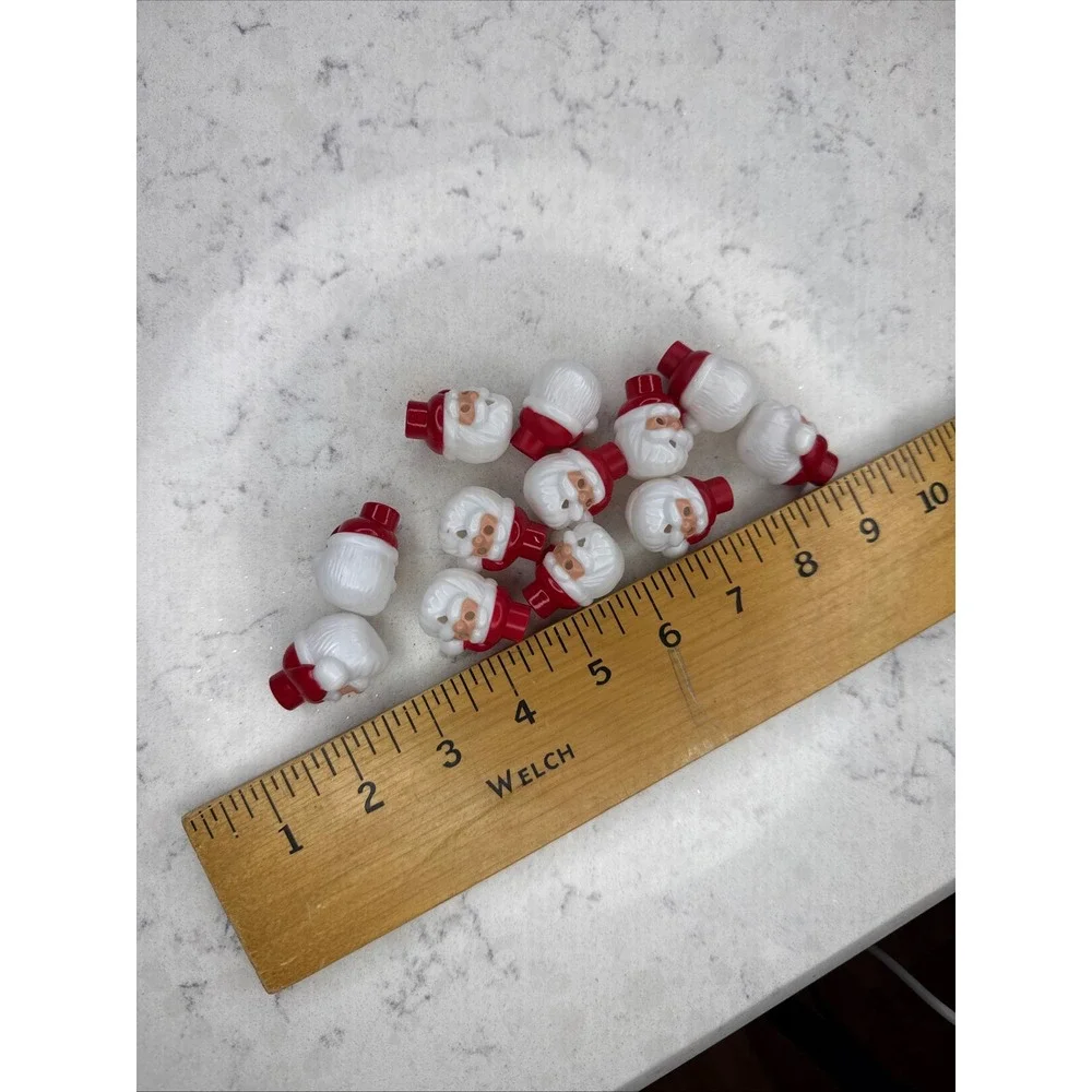 Lot of‎ 12 Vintage Mini Santa Claus Heads Red Hat Christmas Craft Embellishments